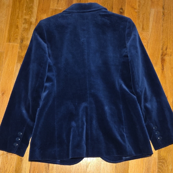 Braemar Navy Cotton Velvet Blazer Women’s Fitted Jacket Velour Classic   Size 14 - Picture 3 of 7